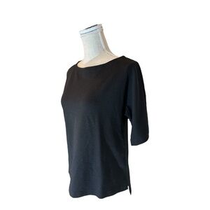 Eileen Fisher NWT size XXS/TTP black bateau NK‎ tank tensil blend high low hem